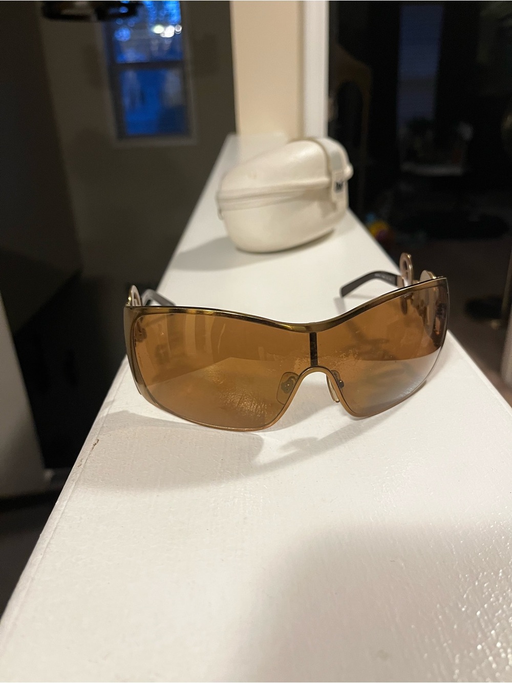D&G Men’s Gold-Tone Frame Sunglasses with Amber Lenses - Picture 2 of 5